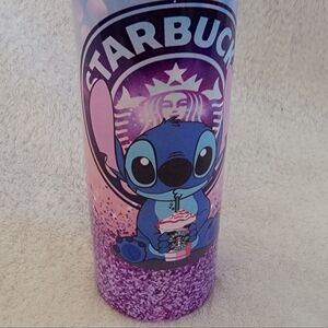 Starbucks Tumbler with Stitch and Purple Glitter